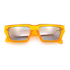 Neon Mod Silver Mirror Narrow Rectangle Cat Eye Plastic Retro Sunglasses