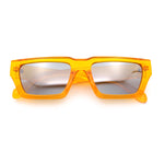 Neon Mod Silver Mirror Narrow Rectangle Cat Eye Plastic Retro Sunglasses