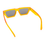 Neon Mod Silver Mirror Narrow Rectangle Cat Eye Plastic Retro Sunglasses