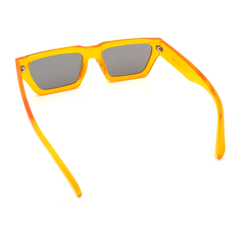 Neon Mod Silver Mirror Narrow Rectangle Cat Eye Plastic Retro Sunglasses