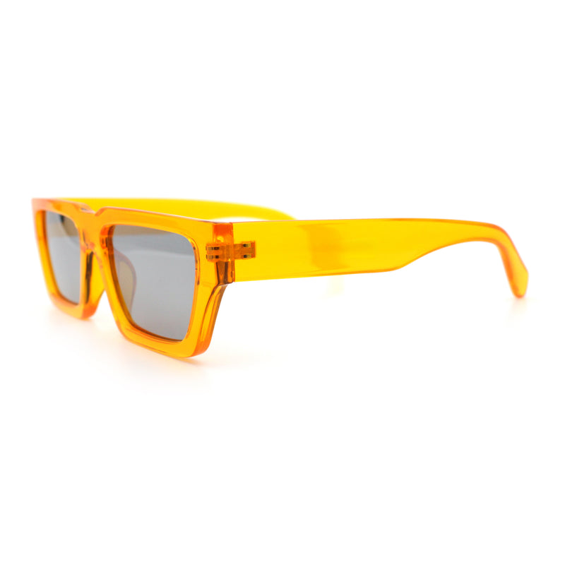 Neon Mod Silver Mirror Narrow Rectangle Cat Eye Plastic Retro Sunglasses