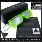 Neon Mod Silver Mirror Narrow Rectangle Cat Eye Plastic Retro Sunglasses