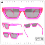 Neon Mod Silver Mirror Narrow Rectangle Cat Eye Plastic Retro Sunglasses