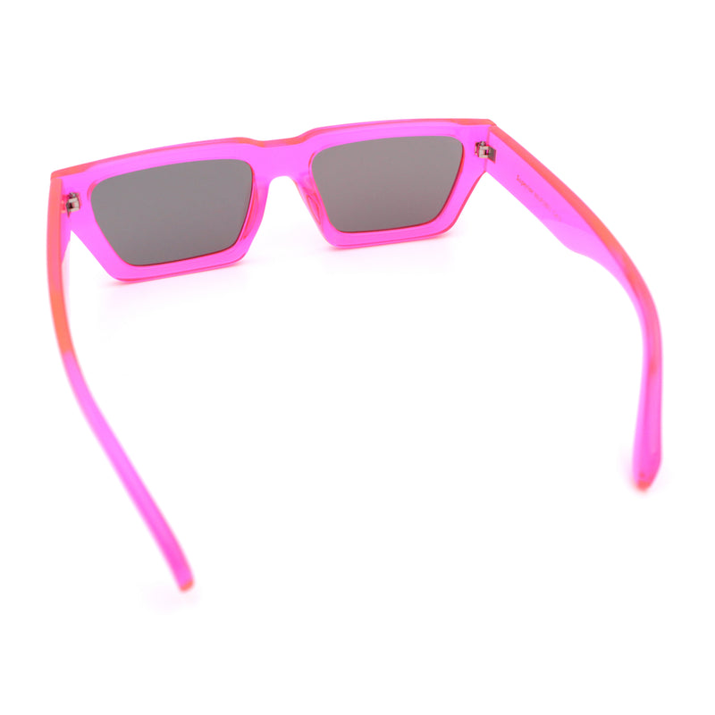 Neon Mod Silver Mirror Narrow Rectangle Cat Eye Plastic Retro Sunglasses