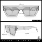Neon Mod Silver Mirror Narrow Rectangle Cat Eye Plastic Retro Sunglasses