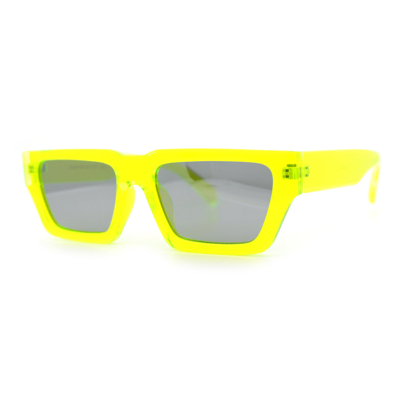 Neon Mod Silver Mirror Narrow Rectangle Cat Eye Plastic Retro Sunglasses