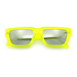 Neon Mod Silver Mirror Narrow Rectangle Cat Eye Plastic Retro Sunglasses