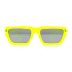 Neon Mod Silver Mirror Narrow Rectangle Cat Eye Plastic Retro Sunglasses