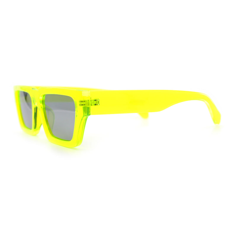 Neon Mod Silver Mirror Narrow Rectangle Cat Eye Plastic Retro Sunglasses