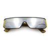 Bold Narrow Rectangle Shield Inset Lens 80s Robotic Plastic Sunglasses
