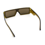 Bold Narrow Rectangle Shield Inset Lens 80s Robotic Plastic Sunglasses
