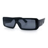 Bold Narrow Rectangle Shield Inset Lens 80s Robotic Plastic Sunglasses