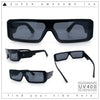 Bold Narrow Rectangle Shield Inset Lens 80s Robotic Plastic Sunglasses