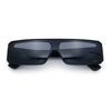 Bold Narrow Rectangle Shield Inset Lens 80s Robotic Plastic Sunglasses