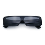 Bold Narrow Rectangle Shield Inset Lens 80s Robotic Plastic Sunglasses