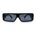 Bold Narrow Rectangle Shield Inset Lens 80s Robotic Plastic Sunglasses