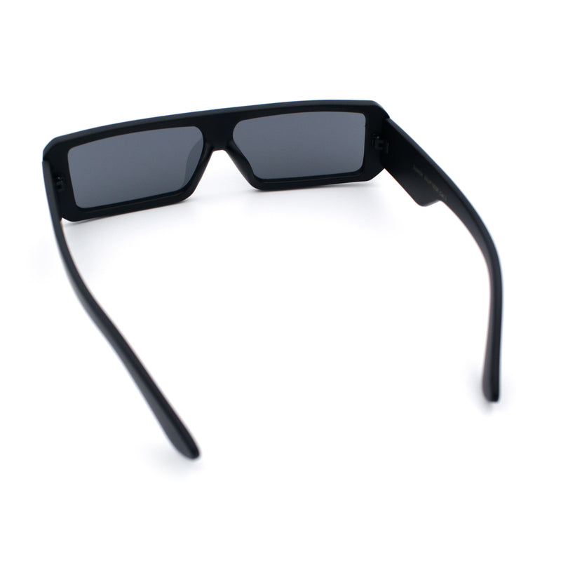 Bold Narrow Rectangle Shield Inset Lens 80s Robotic Plastic Sunglasses