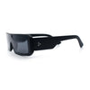 Bold Narrow Rectangle Shield Inset Lens 80s Robotic Plastic Sunglasses