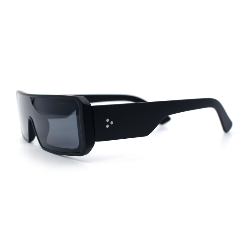 Bold Narrow Rectangle Shield Inset Lens 80s Robotic Plastic Sunglasses