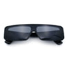 Bold Narrow Rectangle Shield Inset Lens 80s Robotic Plastic Sunglasses