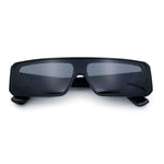 Bold Narrow Rectangle Shield Inset Lens 80s Robotic Plastic Sunglasses