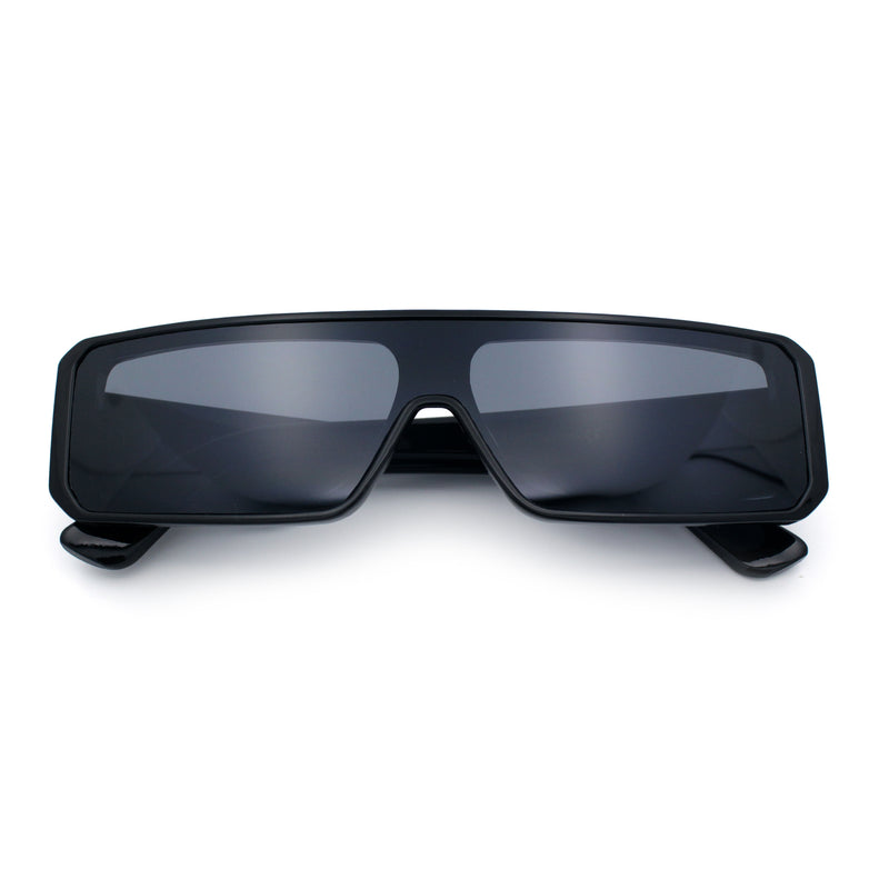 Bold Narrow Rectangle Shield Inset Lens 80s Robotic Plastic Sunglasses