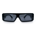 Bold Narrow Rectangle Shield Inset Lens 80s Robotic Plastic Sunglasses