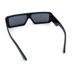 Bold Narrow Rectangle Shield Inset Lens 80s Robotic Plastic Sunglasses