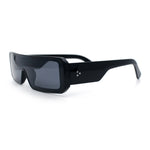 Bold Narrow Rectangle Shield Inset Lens 80s Robotic Plastic Sunglasses