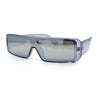 Bold Narrow Rectangle Shield Inset Lens 80s Robotic Plastic Sunglasses