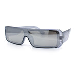 Bold Narrow Rectangle Shield Inset Lens 80s Robotic Plastic Sunglasses