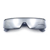 Bold Narrow Rectangle Shield Inset Lens 80s Robotic Plastic Sunglasses