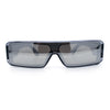 Bold Narrow Rectangle Shield Inset Lens 80s Robotic Plastic Sunglasses