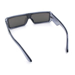 Bold Narrow Rectangle Shield Inset Lens 80s Robotic Plastic Sunglasses