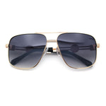 Mens Mogul Mobster Rectangle Metal Rim Double Bridge Luxury Sunglasses