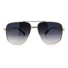 Mens Mogul Mobster Rectangle Metal Rim Double Bridge Luxury Sunglasses