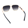 Mens Mogul Mobster Rectangle Metal Rim Double Bridge Luxury Sunglasses
