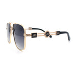 Mens Mogul Mobster Rectangle Metal Rim Double Bridge Luxury Sunglasses