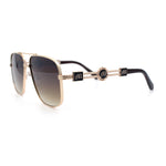 Mens Mogul Mobster Rectangle Metal Rim Double Bridge Luxury Sunglasses