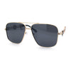 Mens Mogul Mobster Rectangle Metal Rim Double Bridge Luxury Sunglasses