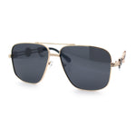Mens Mogul Mobster Rectangle Metal Rim Double Bridge Luxury Sunglasses