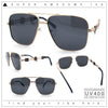 Mens Mogul Mobster Rectangle Metal Rim Double Bridge Luxury Sunglasses
