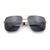 Mens Mogul Mobster Rectangle Metal Rim Double Bridge Luxury Sunglasses