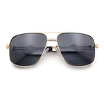 Mens Mogul Mobster Rectangle Metal Rim Double Bridge Luxury Sunglasses