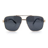 Mens Mogul Mobster Rectangle Metal Rim Double Bridge Luxury Sunglasses