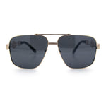 Mens Mogul Mobster Rectangle Metal Rim Double Bridge Luxury Sunglasses