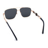 Mens Mogul Mobster Rectangle Metal Rim Double Bridge Luxury Sunglasses