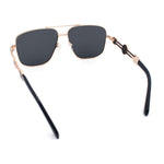Mens Mogul Mobster Rectangle Metal Rim Double Bridge Luxury Sunglasses