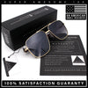 Mens Mogul Mobster Rectangle Metal Rim Double Bridge Luxury Sunglasses