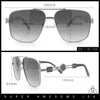 Mens Mogul Mobster Rectangle Metal Rim Double Bridge Luxury Sunglasses